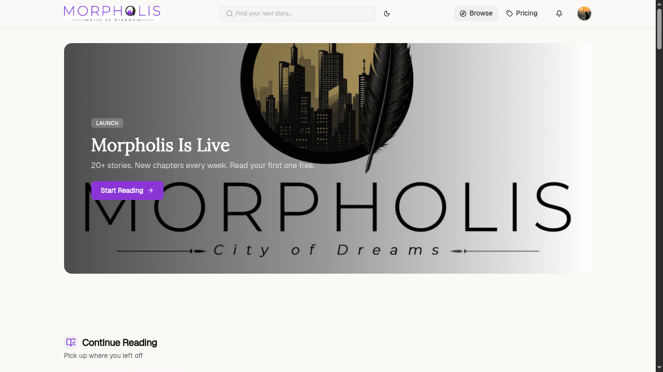 Morpholis Reads homepage